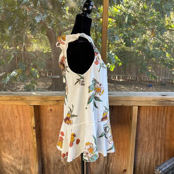 Free People Summer In Tulum Tunic Top White Floral Linen Blend Size XS - Picture 3 of 9